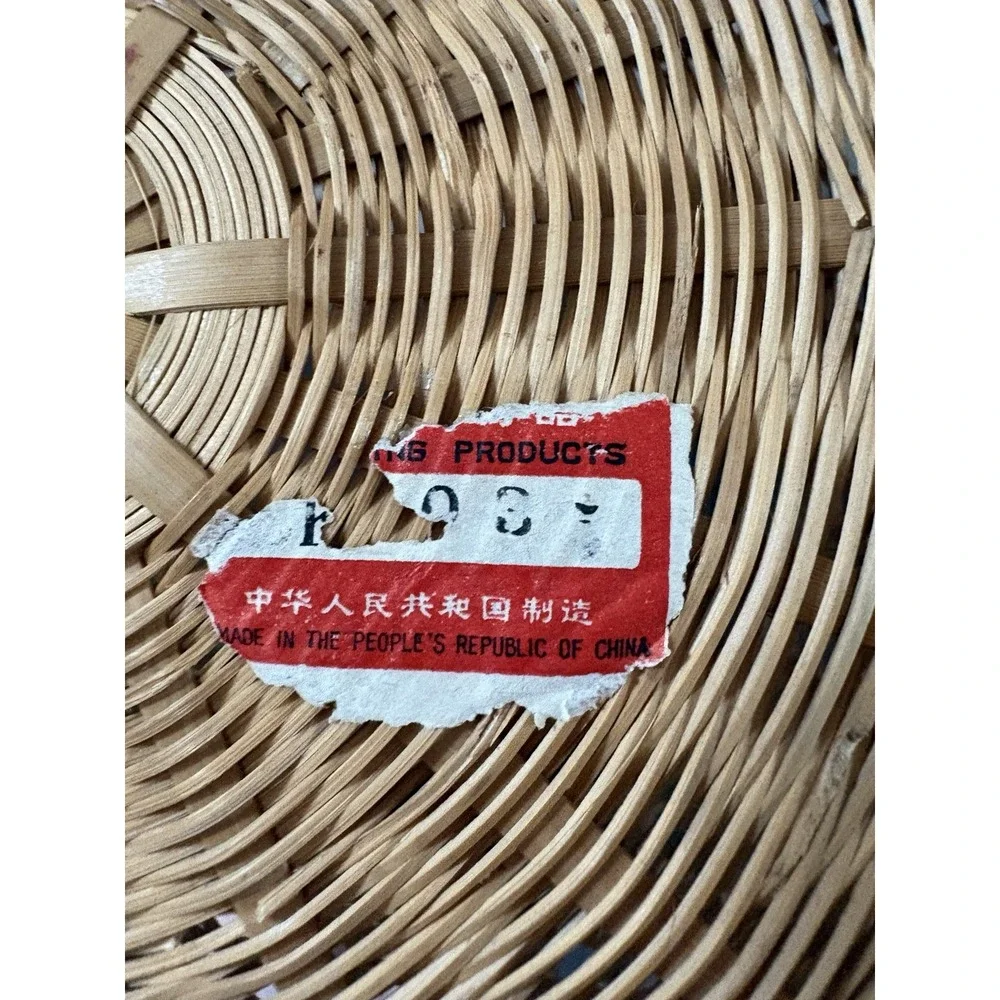 Vintage Wicker Waste Basket Trash Can Natural Brown Republic Of China